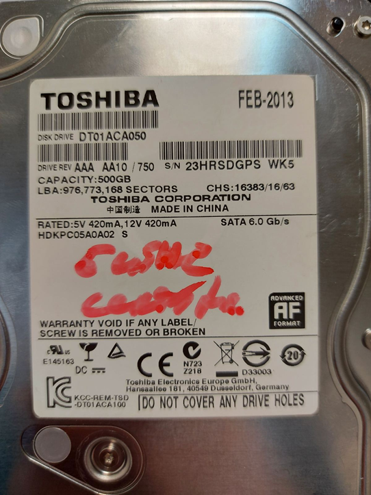 Жесткий диск TOSHIBA  DT1ACA050 500GB